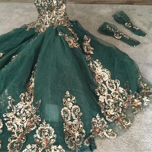 Size 12 Ballroom gown separate long sleeves. CAN REDUCE PRICE.  WORN ONCE